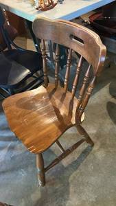 MCM Set of 2 Solid Wood Spindle-Back Dining Chairs with Drop-Leaf Table