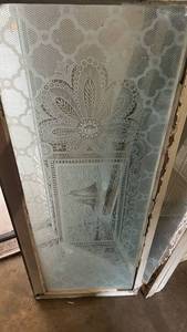 Etched Glass Door Panels with Sailboat and Floral Lace Pattern (3) 19x47