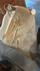 lot 60623 image: Handmade Elk Leather Shotgun Chaps with Concho Accents