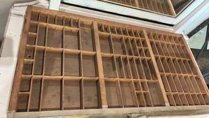 lot 60629 image: Hamilton Wooden Letterpress Printers Type Tray Shadow Box 17x 32