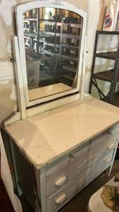 lot 60631 image: Painted Wood Dresser with Arched Mirror 20x40x32 for dresser