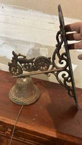 lot 60638 image: Cast Iron Motorcycle Wall Mount Door Bell