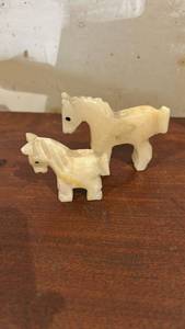 lot 60653 image: Hand-Carved Stone Horse Figurines Set of 2