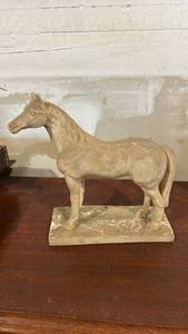 lot 60655 image: Plaster Horse Figurine on Rectangular Base