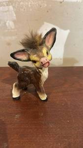 lot 60658 image: Ceramic Donkey Figurine with Real Hair Mane