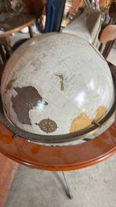 lot 60677 image: Large Floor Standing World Globe on Metal and Wood Stand