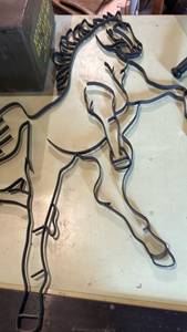 lot 60679 image: Large Metal Wire Horse Wall Art Sculpture