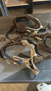 lot 60684 image: Lot of Western Cowboy Spurs with Leather Straps