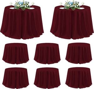 lot 7708 image: $76 sancua 120-Inch Round Tablecloth, 8-Pack Burgundy, Washable