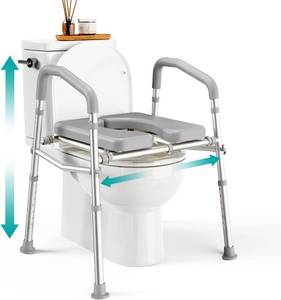 lot 7712 image: $78 PELEGON Raised Toilet Seat with Handles (400lb) - Adjustable