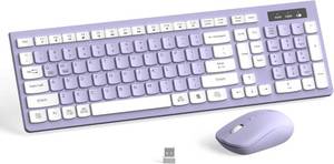 lot 7726 image: Wireless Keyboard and Mouse Combo, Full-Sized, 2.4GHz USB(Purple)
