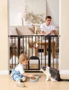 lot 7733 image: $66 Babelio Baby Gate with Adjustable Cat Door 29-43 Auto Close Black