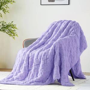 lot 7737 image: $59 Uttermara Queen Blanket 60x80, 15lb Plush Jacquard Sherpa, Purple