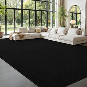lot 7746 image: 4 x 6 ft Non-Slip Modern Area Rug, Soft Memory Foam, Black