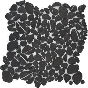 lot 7752 image: $60 SUNWINGS 10-Sheet Pebble Tile for Shower Floor Border, Marquina