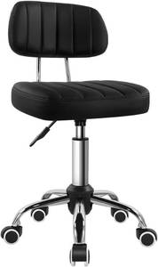 lot 7753 image: $52 BFTOU Black Square Swivel Stool, Wheel, Height-Adjustable Chair
