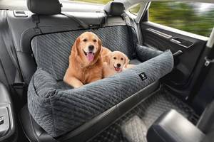 lot 7756 image: $72 Dog Car Seat 100LBS Max, Bed with TethersStorage, Back Seat Gray