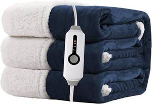 lot 7769 image: Electric Heated Blanket 72x84, 4 Heat, Auto Off 10h, Dark Blue