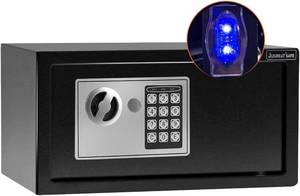 lot 7779 image: $66 JUGREAT Safe Box Sensor Light, Security Safe 0.7 cu ft Black