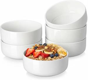 lot 7787 image: MALACASA 24 oz Cereal Bowls, Set of 6, White, Series LUNA