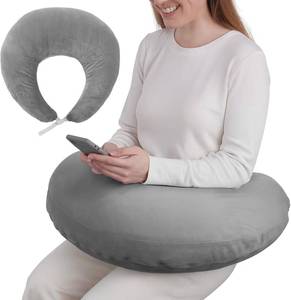 lot 7801 image: Gray U-Shaped Reading Pillow with Adjustable Strap, Crescent