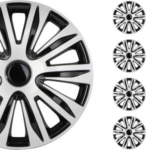 lot 7805 image: $65 SCITOO 17-Inch Set of 4 Black & Silver Lacquer Hubcaps