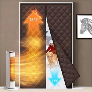 lot 7822 image: MAGZO Magnetic Thermal Insulated Door Curtain, 32x80, Brown