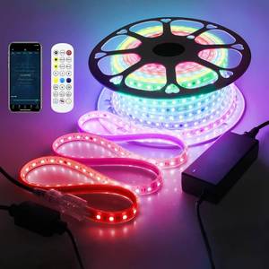 lot 7855 image: $125 100FT Smart LED Strip RGB IC 24V Outdoor Waterproof, 60 LEDsM