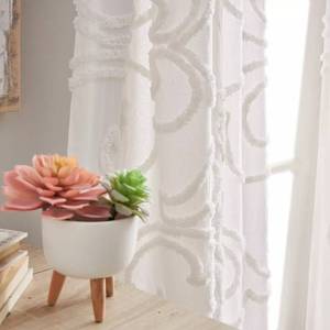 lot 7861 image: $95 Peri Gates Tufted Chenille Poletop Window Curtain Set, 2-Panel