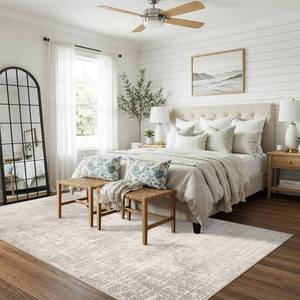 lot 7863 image: $50 Washable 6x9 Rug, Water-Resistant Beige