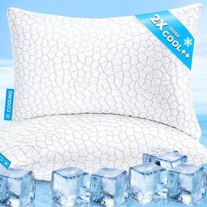 lot 7865 image: $70 Cooling Pillows Queen Set of 2 - Shredded Memory Foam, Two-Sided