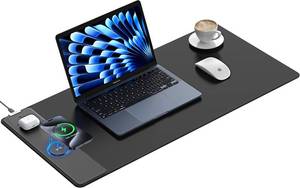 lot 7914 image: TopMade Wireless Charging Mouse Pad, XXL Desk Pad, Black