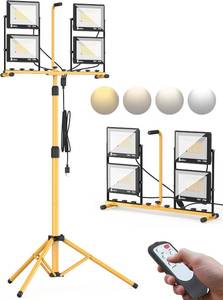 lot 7931 image: $70 32000 Lumen LED Work Light with Stand, Remote, 4-Head 280W Outdoor