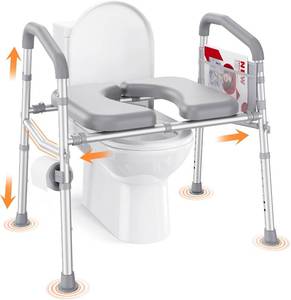 lot 7933 image: $110 Toilet Seat Riser for Seniors, 500lb Anti-Wobble, Adjustable