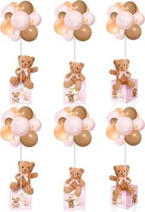 lot 7936 image: $49 Lenwen 6 Sets Baby Letter Boxes for Baby Shower, Pink Bear Plush