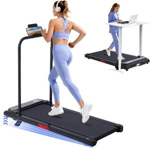 lot 7974 image: $130 Walking Pad Treadmill with Handle Bar, 3.0HP, 0.6-7.6MPH