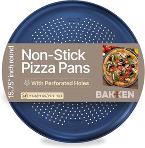 lot 7977 image: Bakken 16-Inch Non-Stick Pizza Pan Carbon Steel Perforated Blue