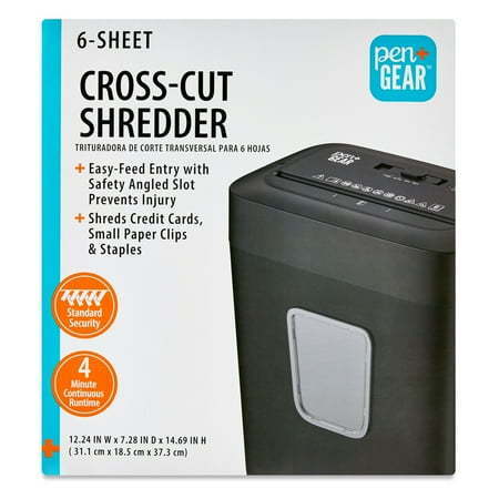 lot 37398 image: PenGear 6-Sheet Cross-Cut PaperCredit Card Shredder with 3.7 Gallon Bin, Black Home & Office Use