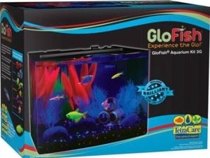 lot 42463 image: GloFish Crescent Aquarium Kit 3 Gallons Includes Hidden Blue LED Light and Internal Filter
