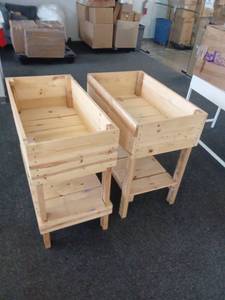 lot 40863 image: 2 Pack of Large Wooden Storage TablePlanters - Handcrafted