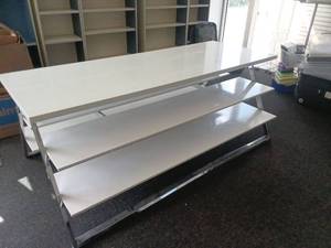 lot 40865 image: Multi-Shelf Display Stand Table Metal Frame 8ft x 4ft 5in x 3ft from Forever 21 - Retail $500