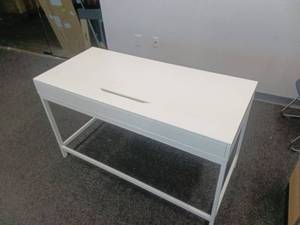 lot 40887 image: White Desk with Shelves 23.5in x 51.75in x 30.25 in
