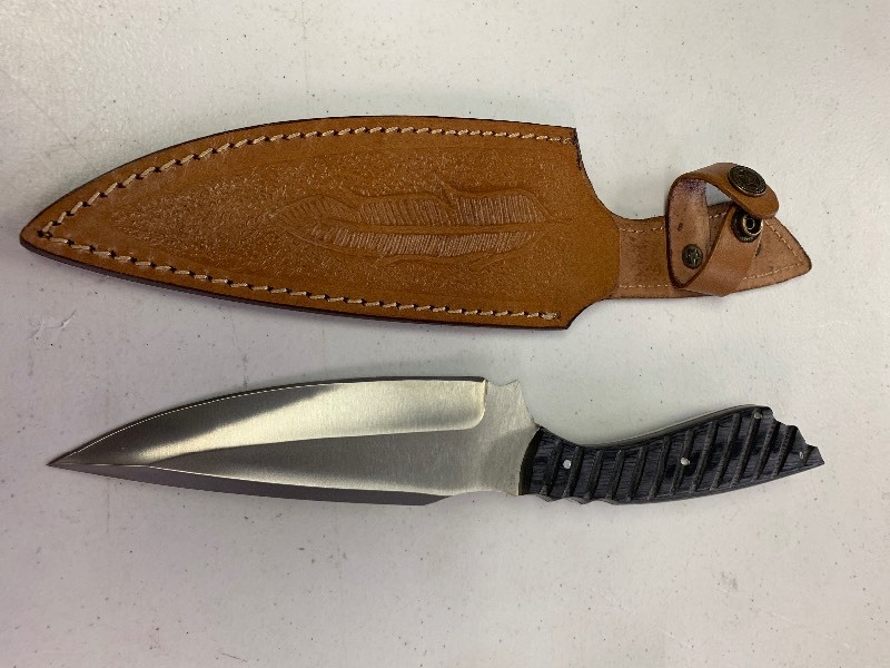 lot 20 image: SkinMaster Pro S9X Fixed Blade Knife with Sheath �� 5.7 Full Tang Drop Point D2 Steel Blade with Black Rose Wood Handle, 10.5 inches Total Length - Field Skinning Knife for Men, Ideal for Hunting, Camping, Outdoor, and Gift