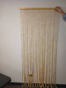 lot 727 image: Bamboo Beaded Door Curtain with Wooden Rod approx 35.5x77 inches UNK60