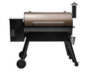 lot 7844 image: Traeger Grills Pro 34 Electric Wood Pellet Grill and Smoker, Bronze, 884 Square Inches Cook Area, 450 Degree Max Temperature, Meat Probe, 6 in 1 BBQ Grill-MISSING LEGS AS IS - Retail $500