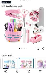 lot 9497 image: Black Desk Stationery Set with 360° Rotating Organizer - Retail $18