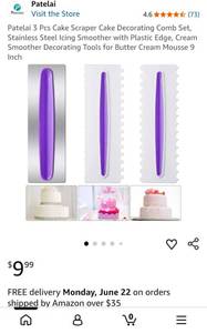 lot 18689 image: Cake Scraper and Decorating Comb Set - Retail $9
