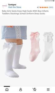 lot 18702 image: Baby Girls Knee High Bow Socks - Retail $7