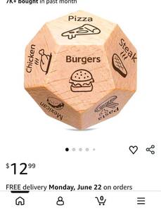 lot 18704 image: Wooden Food Decision Dice - Retail $12