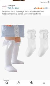 lot 18708 image: Baby Girls Knee High Bow Socks - Retail $7